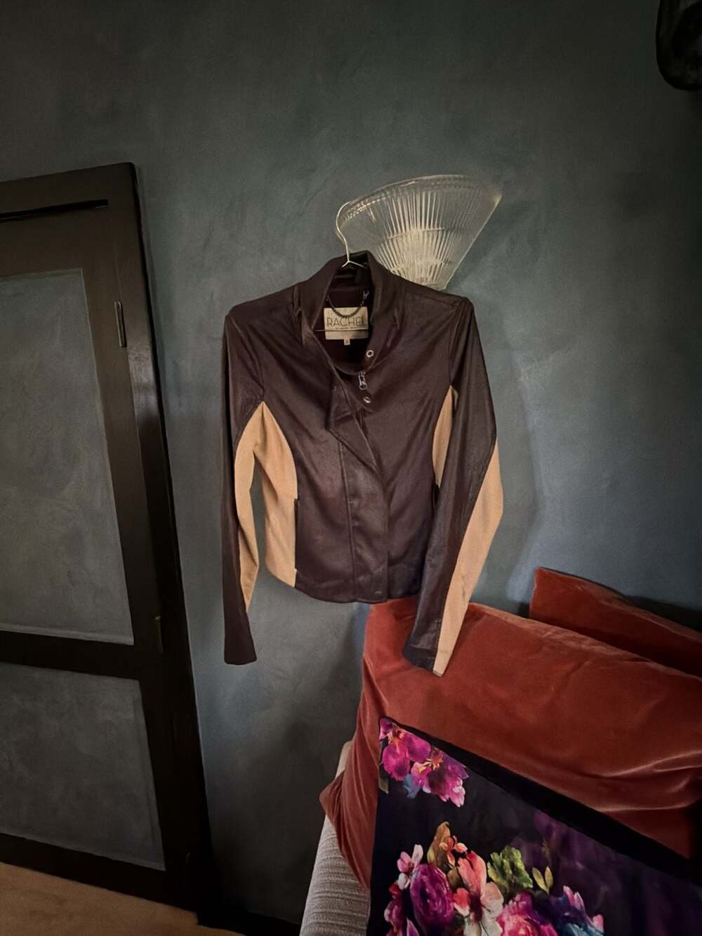 Rachel Roy Faux Leather Two-Tone Moto Jacket